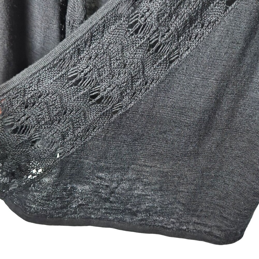 Pendleton Womens‎ Black Knit Cardigan Lace crochet Trim Size Medium Open Front - Picture 5 of 9
